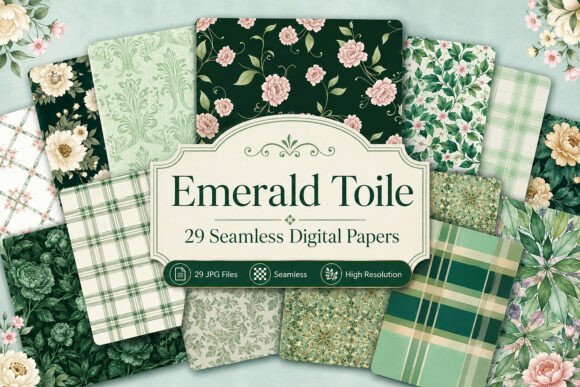 Download Emerald Toile Seamless Pattern Pack - Seamless pattern Collection