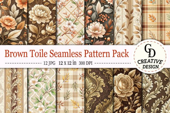 Download Brown Toile Seamless Pattern Pack - Seamless pattern Collection