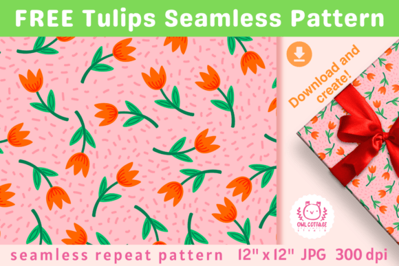 Download FREE Spring Tulips Seamless Pattern - Seamless pattern Collection