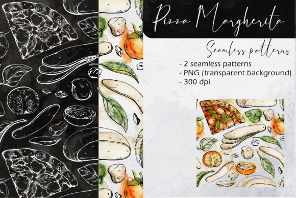 Download Pizza Margherita: Seamless Patterns - Seamless pattern Collection