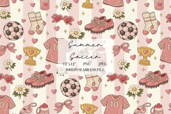 Download Summer Pink Soccer Seamless Pattern - Premium Resources