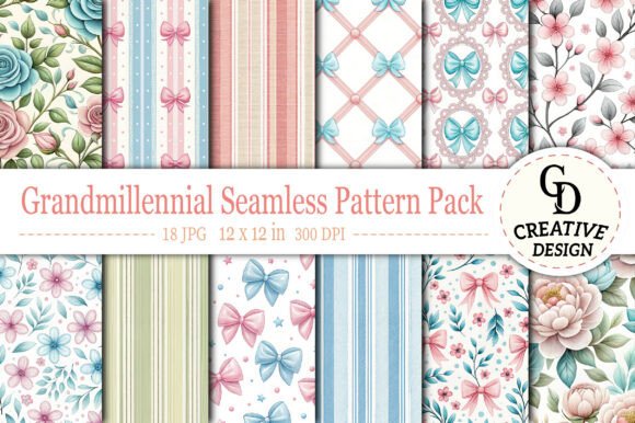 Download Grandmillennial Seamless Pattern Pack - Seamless pattern Collection