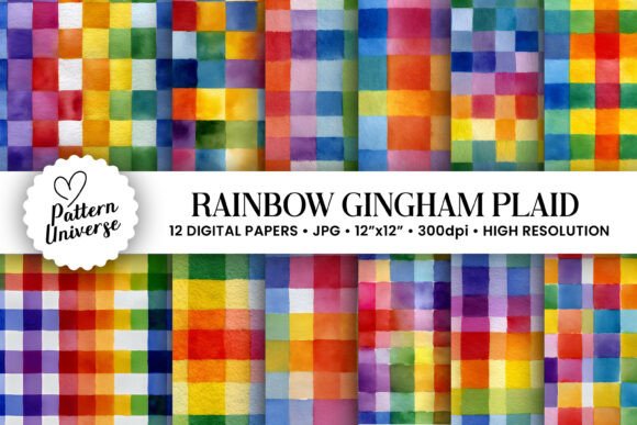 Download Rainbow Gingham Plaid Seamless Patterns - Seamless pattern Collection