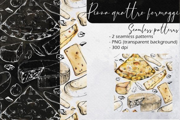 Download Pizza Quattro Formaggi Seamless Patterns - Seamless pattern Collection
