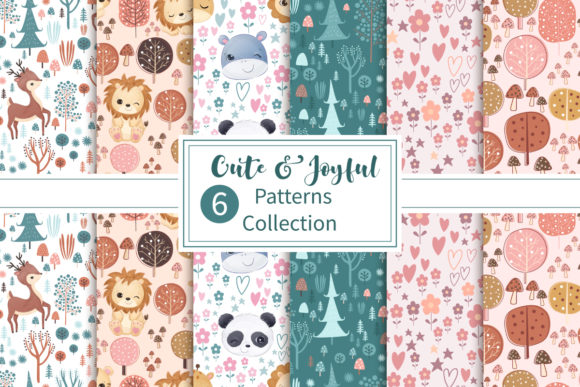 Download Cute and Joyful Seamless Patterns Set - Seamless pattern Collection