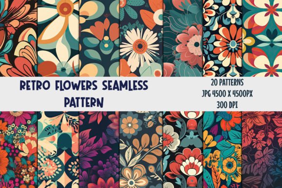 Download Retro Flowers Seamless Patterns 1 - Seamless pattern Collection