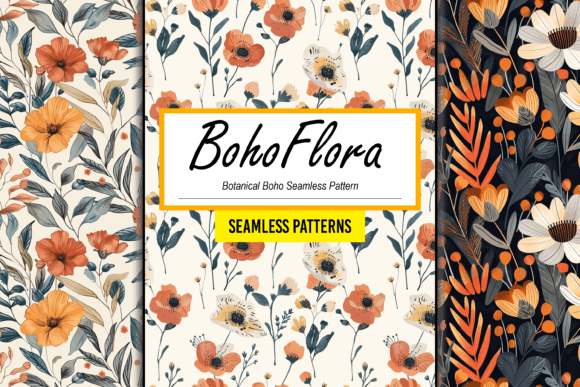 Download Botanical Boho Flower Seamless Pattern - Seamless pattern Collection