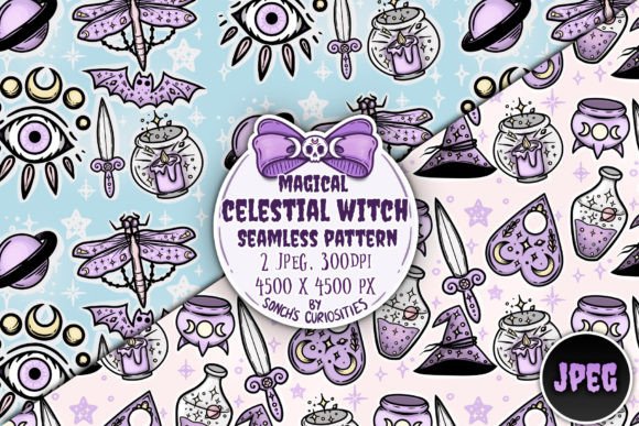 Download Celestial Witch - Seamless Pattern Pack - Seamless pattern Collection