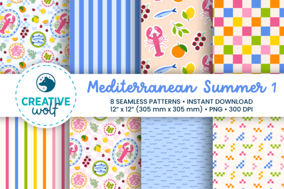 Download Mediterranean Summer Seamless Patterns 1 - Seamless pattern Collection
