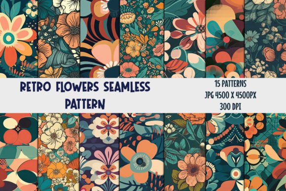 Download Retro Flowers Seamless Patterns 2 - Seamless pattern Collection