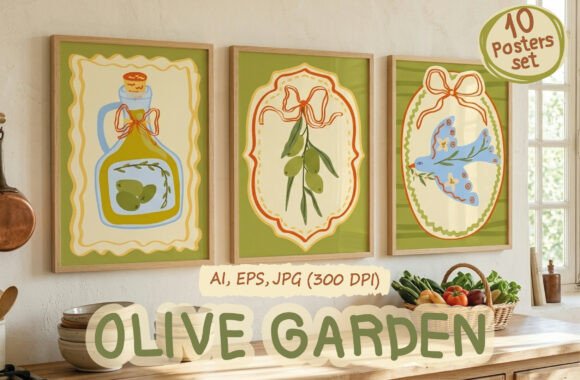 Download Whimsical Olive Garden Poster Print Set - Poster Collection