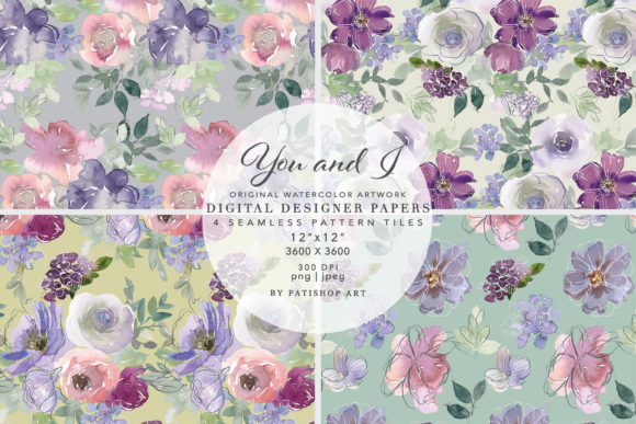 Download Watercolor Floral Seamless Pattern Set - Seamless pattern Collection