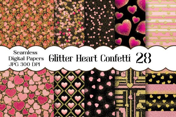 Download Glitter Heart Confetti Seamless Patterns - Seamless pattern Collection
